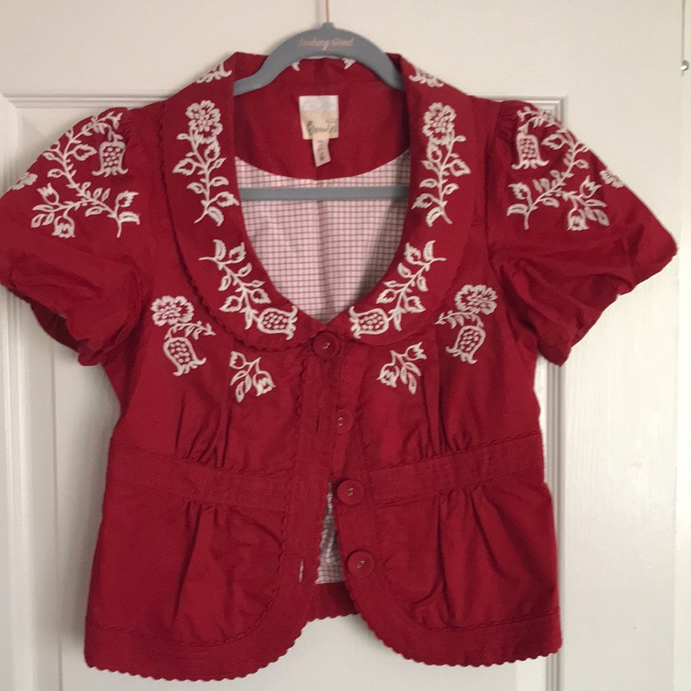 Anthropology Cotton vest with puff sleeves